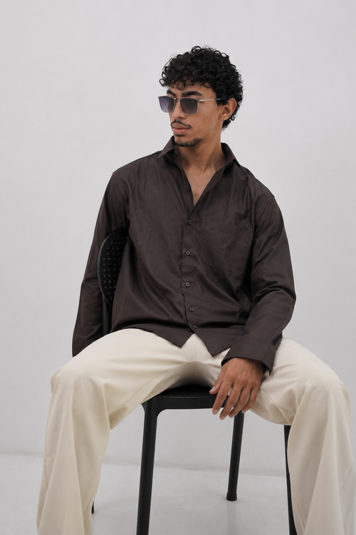 Premium Regular Fit Shirt in Espresso Brown
