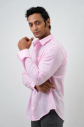 Pink Full Sleeve Linen Blend Shirt – Regular Fit