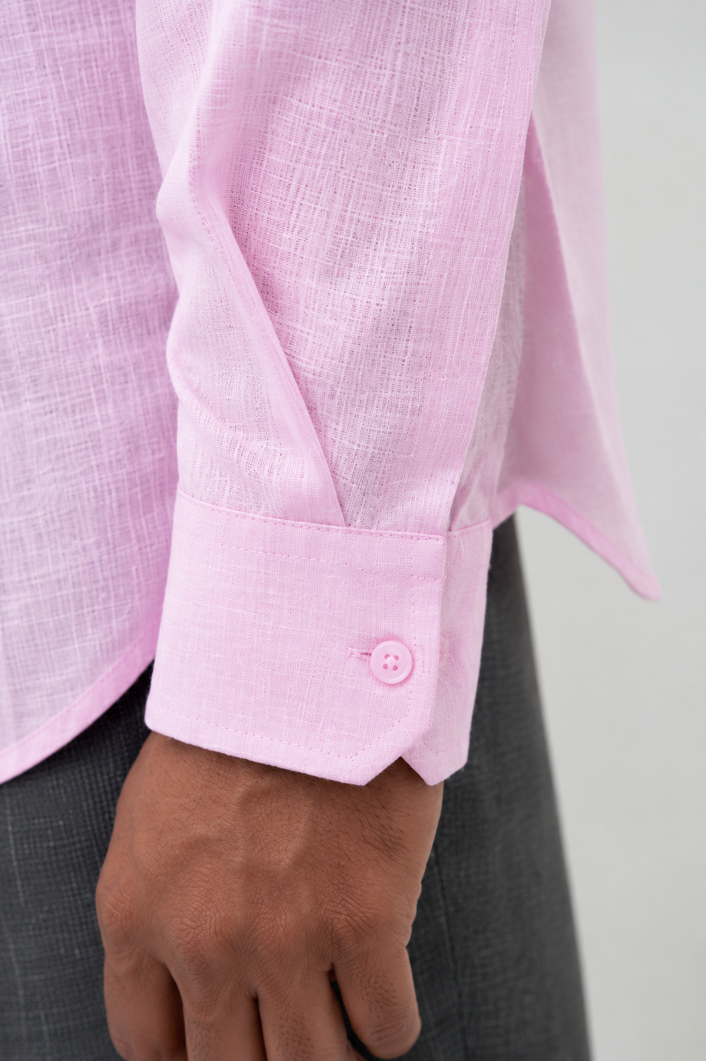 Pink Full Sleeve Linen Blend Shirt – Regular Fit