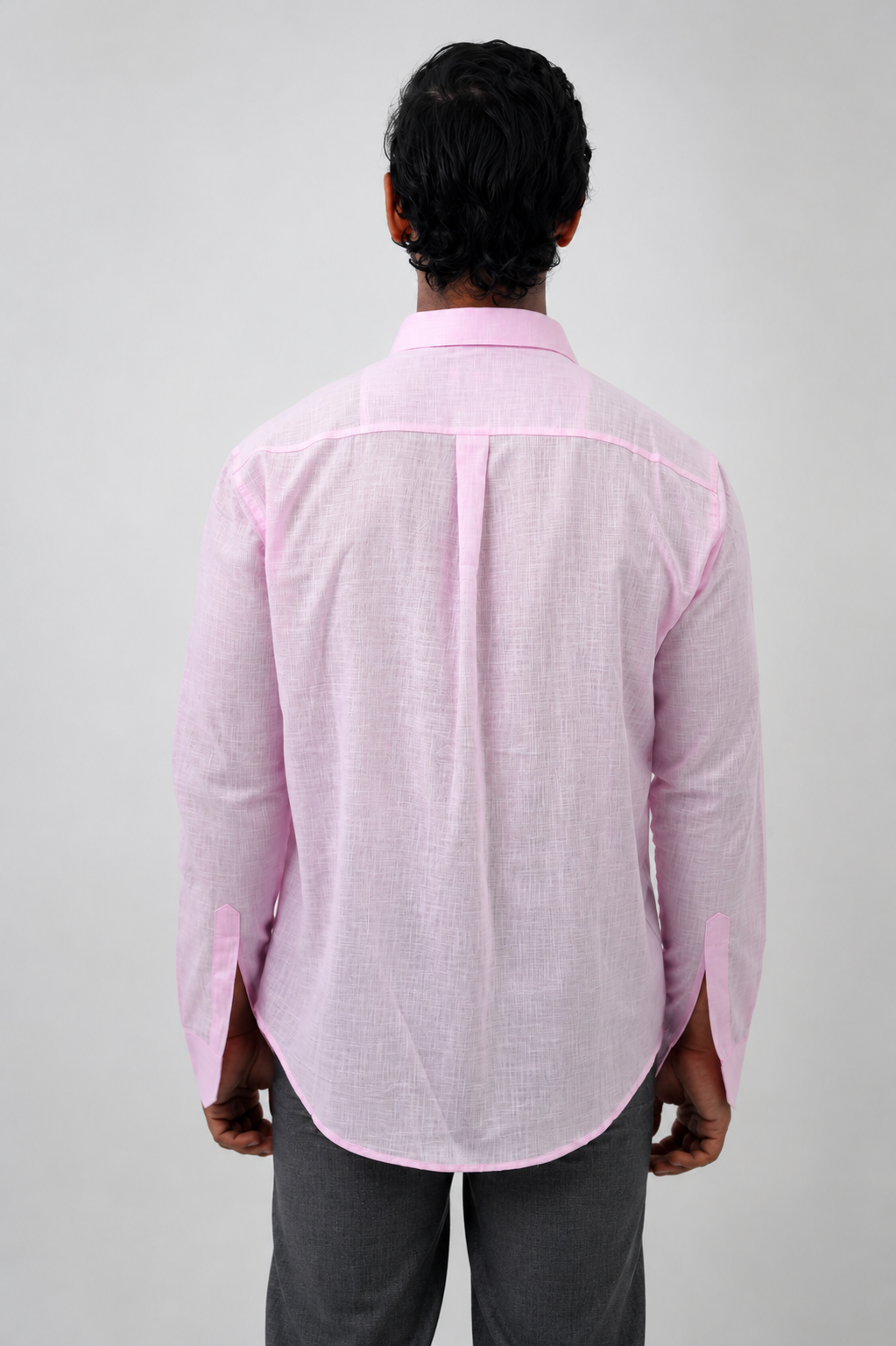 Pink Full Sleeve Linen Blend Shirt – Regular Fit