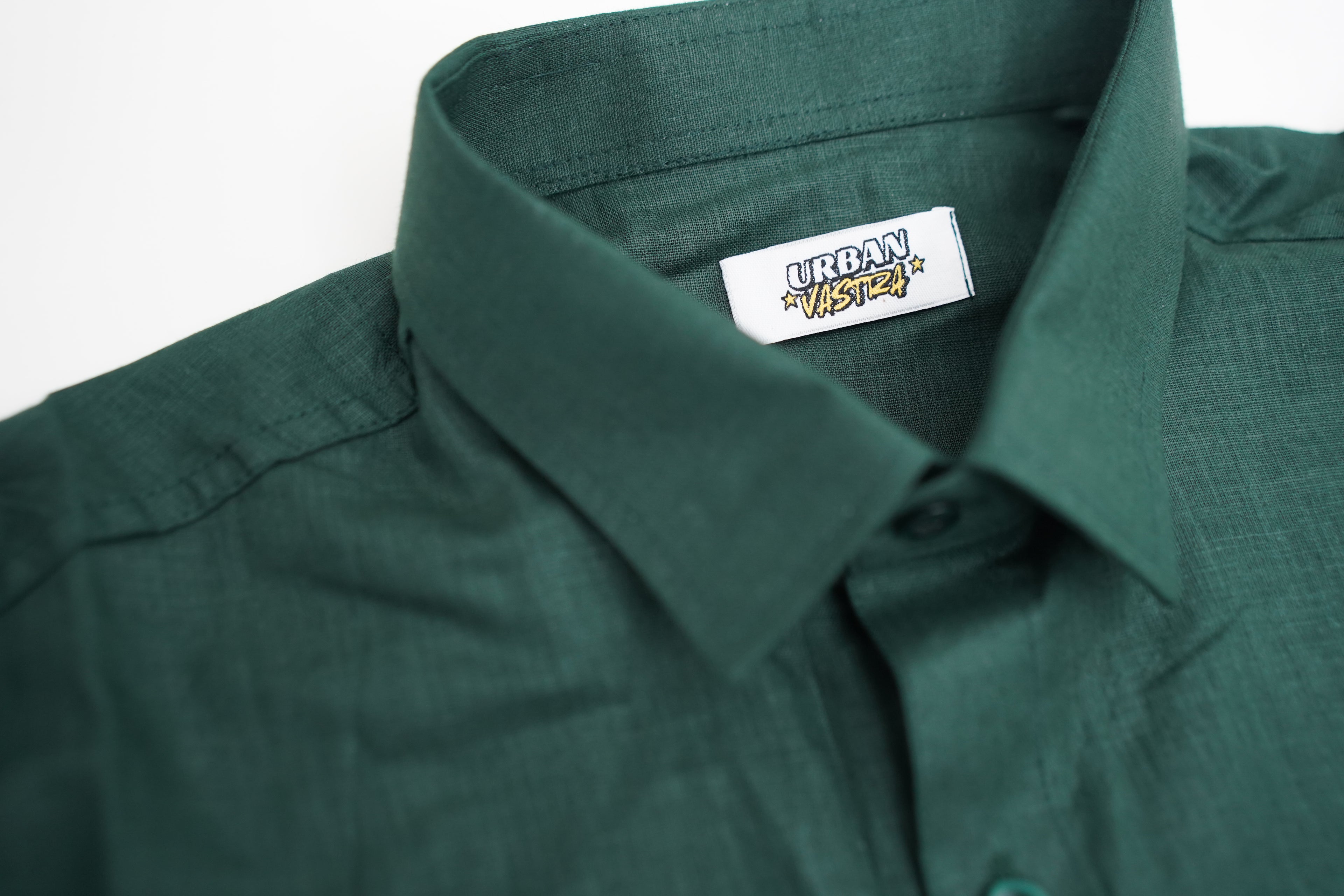 Regular Fit Casual Linen Blend Shirt in Green